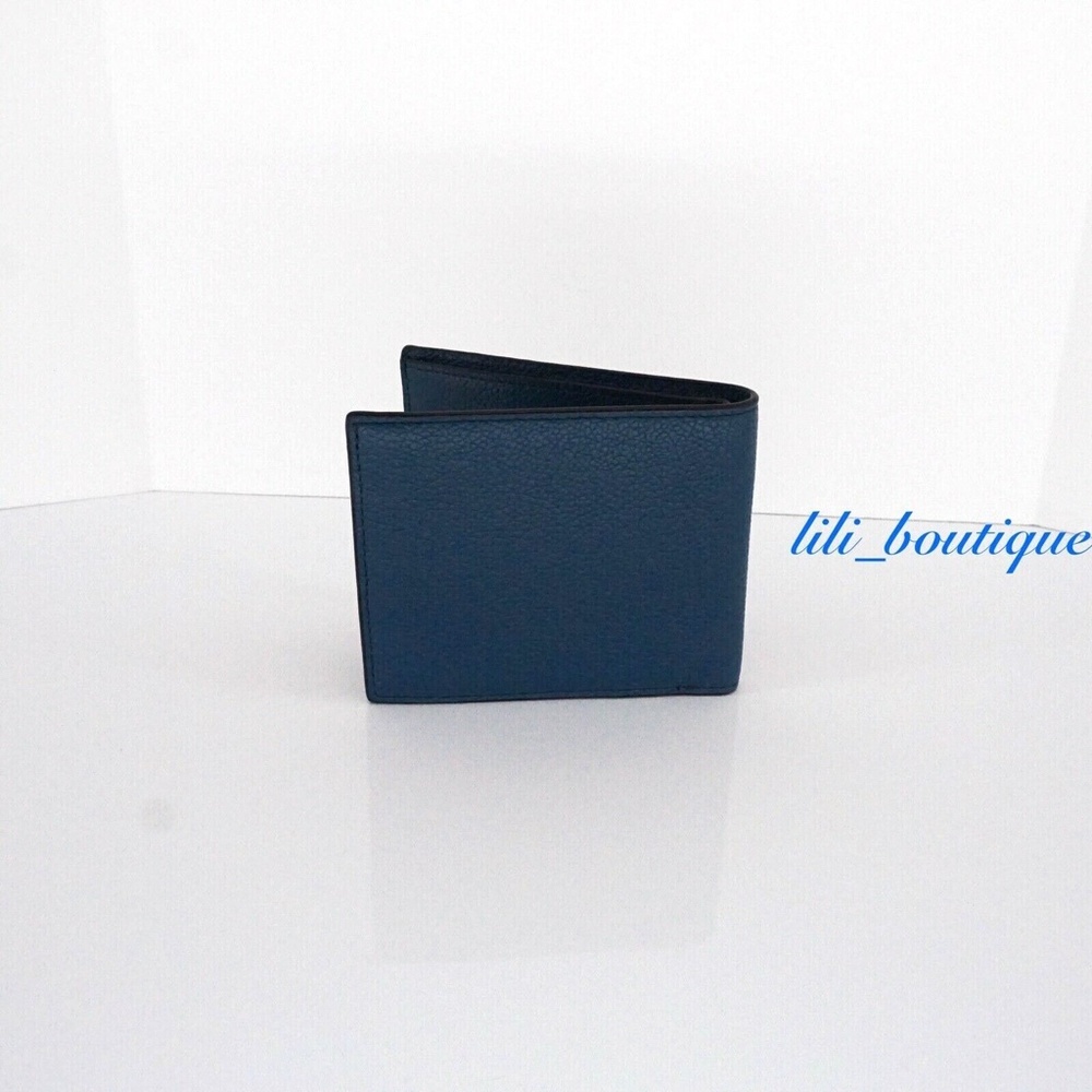 NWT New Michael Kors Men's Russel Billfold Wallet Leather Ocean Blue No Box $118 - Picture 2 of 7